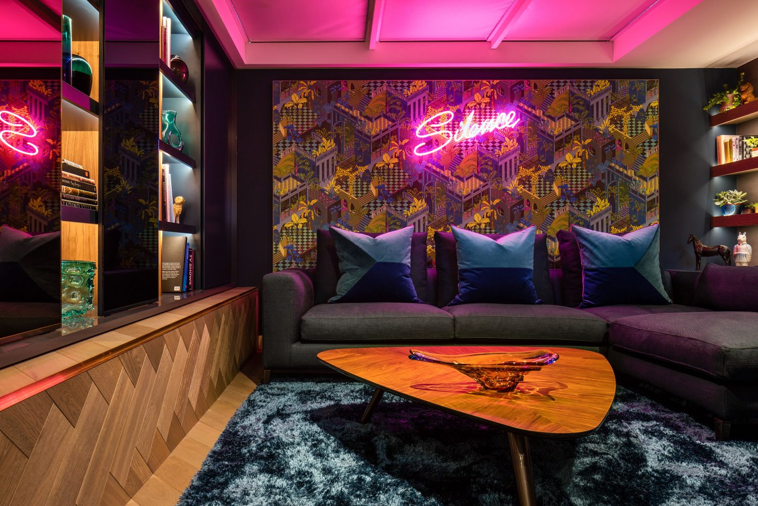 The Sound of Silence - Celebrity interiors. Daniel Hopwood, interior designer London. Neon lighting