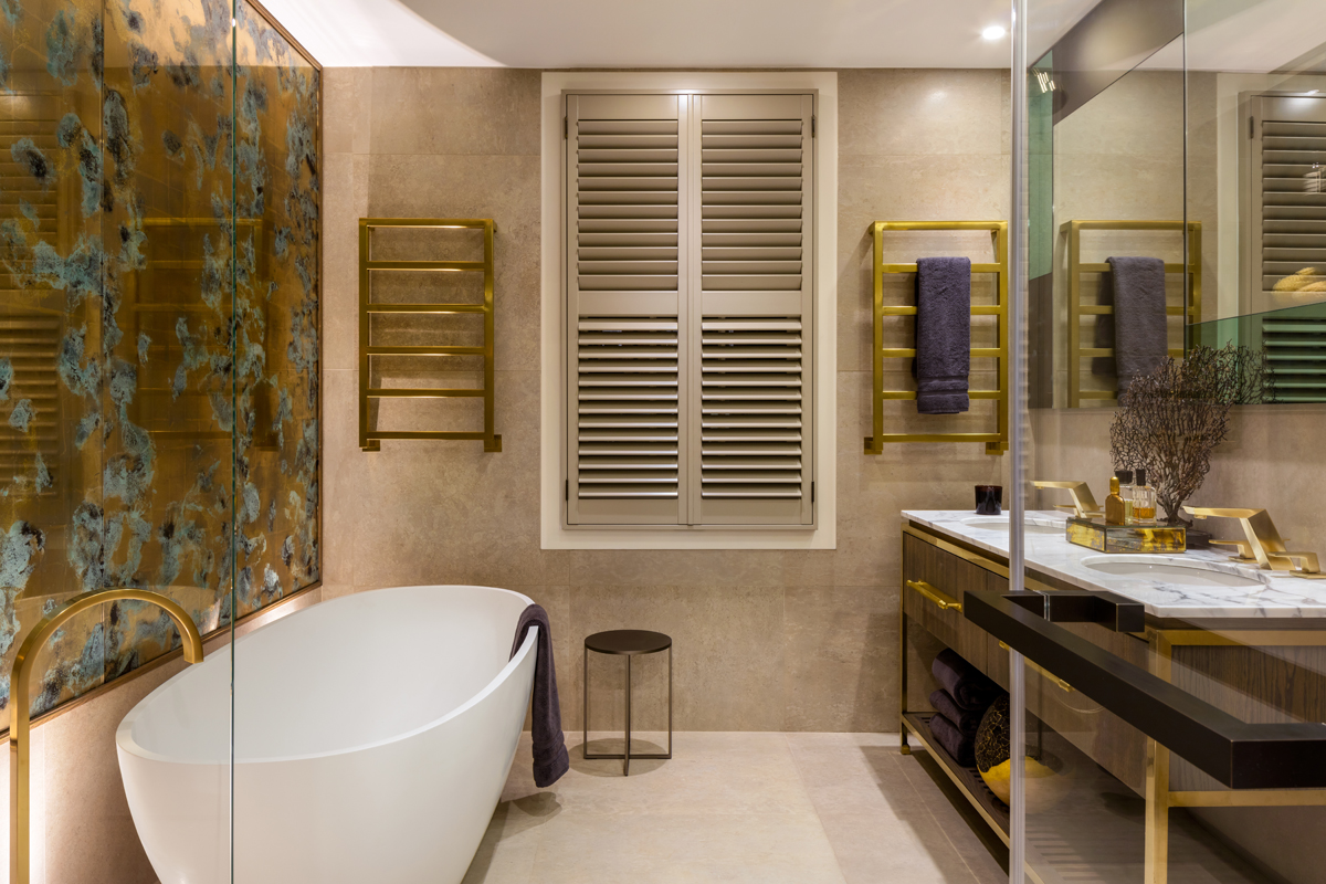 The Sound of Silence - Celebrity interiors. Daniel Hopwood, interior designer London. Master bathroom